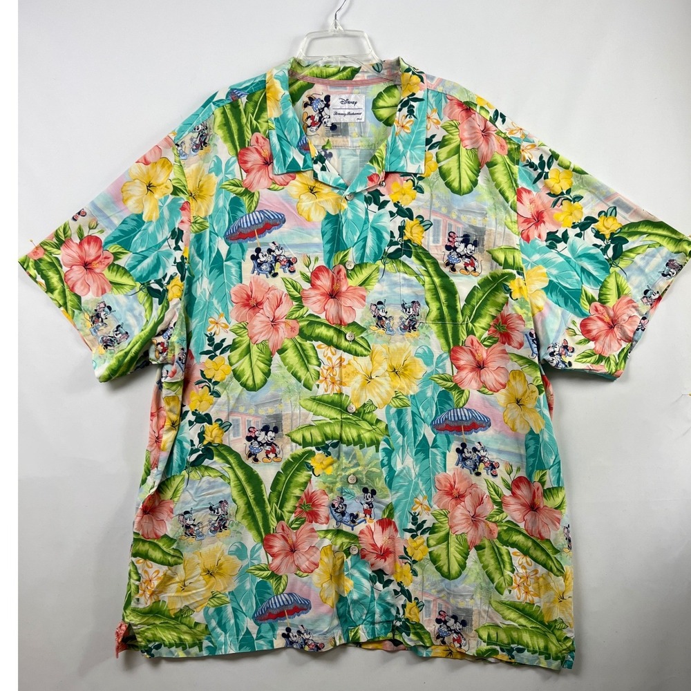 Tommy Bahama Disney Camp Shirt Men 3XL Multicolor Mickey Minnie Tropical Floral